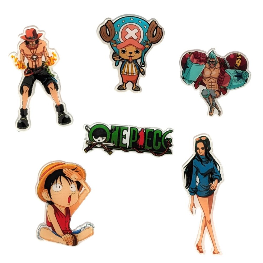 Kawaii One Piece Anime Acrylic Pins Set of 6 NEW